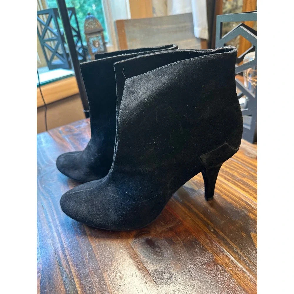 MICHAEL By Michael Kors Womens Black Suede V-Cut Stiletto Ankle Boots Size 10M